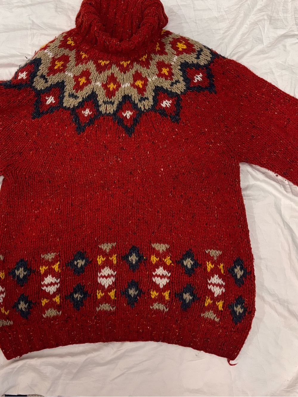 Liz Claiborne Red Nordic-Pattern Turtleneck Sweater